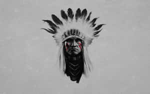 Native Warrior With Headdress Art Wallpaper