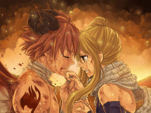 Natsu And Lucy - The Dedicated Duo Of Fairy Tail Wallpaper