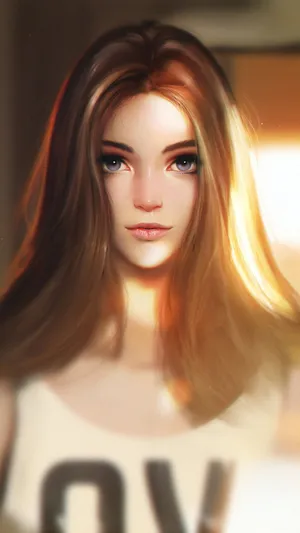 Natural Light Reflecting On A Beautiful Girl Cartoon Wallpaper