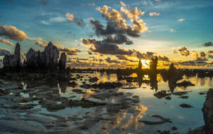 Nauru Sunset At Anibare Bay Wallpaper