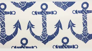 Nautical_ Anchors_ Pattern_ Navy_ White Wallpaper