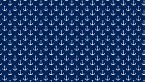 Nautical Anchors Pattern Preppy Blue Wallpaper