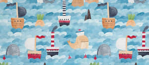 Nautical Theme Pattern Wallpaper Wallpaper