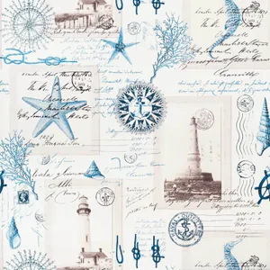 Nautical Themed Collage Pattern Wallpaper
