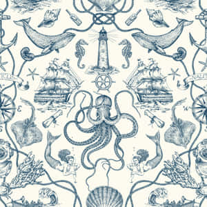 Nautical Themed Pattern Wallpaper