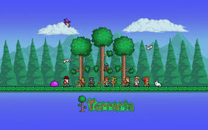 Navigate The Blossoming Forest Of Terraria Wallpaper