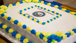 Navy Birthday Celebration Cake Wallpaper