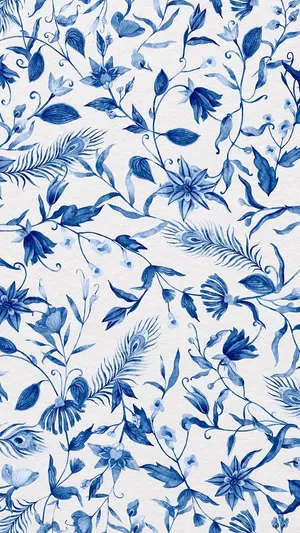 Navy Blue Floral Pattern Texture Wallpaper
