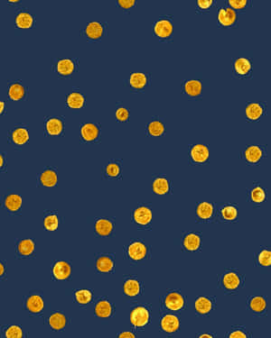 Navy Blue Gold Dots Pattern Wallpaper