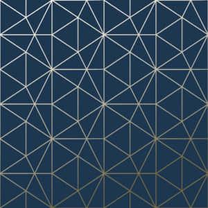 Navy Blueand Gold Geometric Pattern Wallpaper