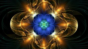 Navy Floral Fractal Art Wallpaper