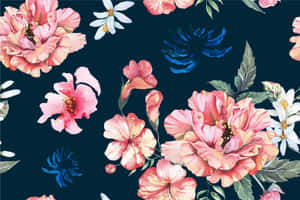 Navy Floral Pattern Background Wallpaper