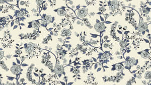 Navy Floral Pattern Background Wallpaper