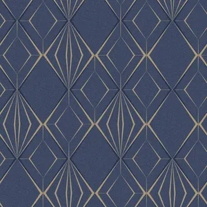 Navy Gold Geometric Pattern Wallpaper