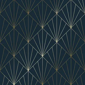 Navy Gold Geometric Pattern Wallpaper