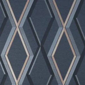 Navy Gold Geometric Pattern Wallpaper