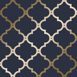 Navy Gold Geometric Pattern Wallpaper