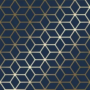 Navy Gold Geometric Pattern Wallpaper