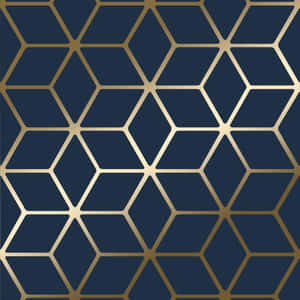 Navy Gold Hexagonal Pattern Wallpaper