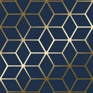 Navy Gold Hexagonal Pattern Wallpaper