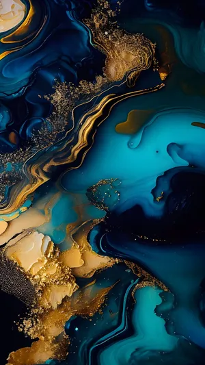 Navy Gold Marble Texture Wallpaper