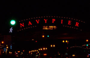 Navy Pier Sign Night Wallpaper