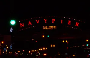 Navy Pier Sign Night Wallpaper