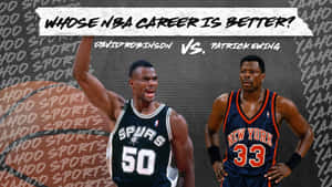 Nba Legends David Robinson And Patrick Ewing In Action Wallpaper