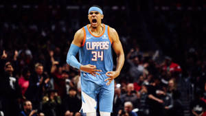 Nba Player Tobias Harris Los Angeles Clippers Shouting Wallpaper