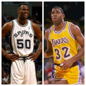 Nba Star Players David Robinson And Magic Johnson Wallpaper