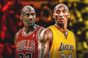 Nba Superstars Kobe Bryant And Michael Jordan Digital Illustration Wallpaper