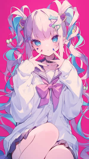 Needy Streamer Overload Anime Girl Pink Background Wallpaper