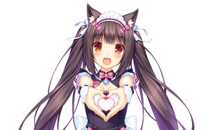 Nekopara's Chocola Making Heart Wallpaper