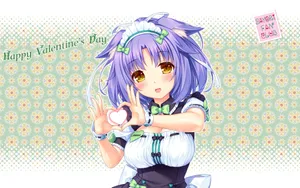 Nekopara's Cinnamon Doing Heart Wallpaper