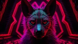 Neon Aardwolf Artwork Wallpaper