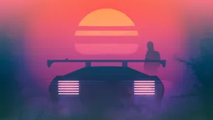Neon Aesthetic Man And Car Wallpaper