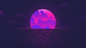 Neon Aesthetic Sunset Ocean Wallpaper