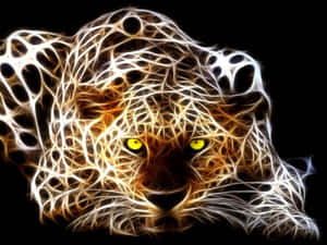 Neon Animal Fearsome Leopard With Yellow Eyes Wallpaper