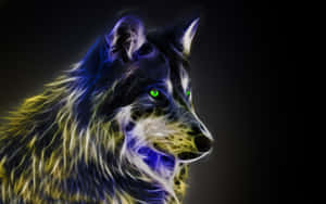 Neon Animal Purple Yellow Wolf Wallpaper