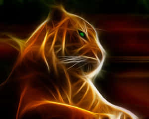 Neon Animals Ferocious Cat With Green Eyes Wallpaper