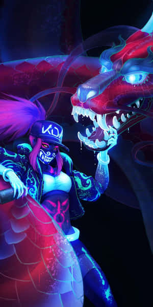 Neon Anime Akali League Of Legends Wallpaper