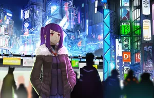 Neon Anime Girl Va-11 Hall-a Wallpaper