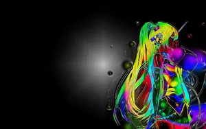 Neon Anime Hatsune Miku Poster Wallpaper
