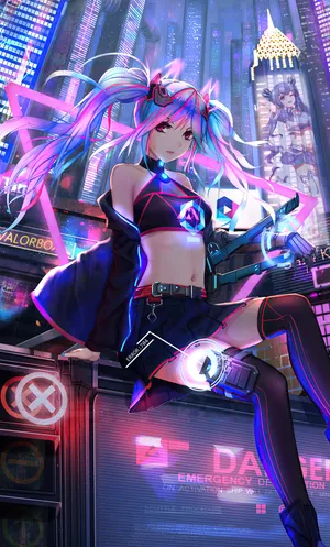 Neon Anime Musical Artist Hatsune Miku Wallpaper