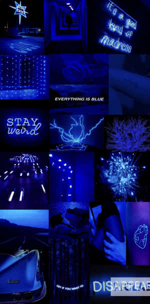 Neon Blue Aesthetic Collage Wallpaper