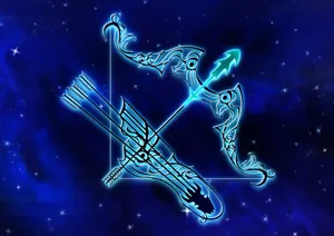 Neon Blue Arrow Cute Sagittarius Wallpaper