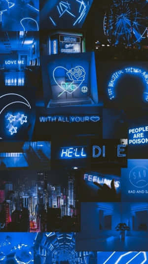 Neon_ Blue_ Collage_ Aesthetic.jpg Wallpaper