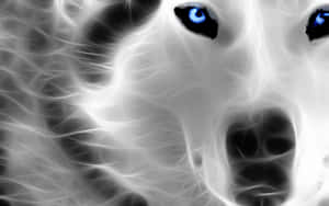 Neon Blue Eyed Dog Art Wallpaper