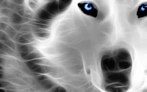 Neon Blue Eyed Dog Art Wallpaper