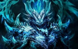 Neon Blue Glowing Demon Wallpaper